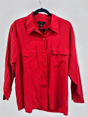 Silk House Silk Button Down Shirt in Red Medium